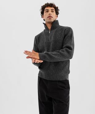 Pull en maille fantaisie avec col zippé homme vue1 - GEMO (HOMME) - GEMO