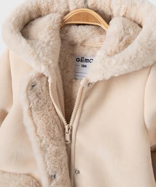 Manteau à capuche en velours doublure chaude bébé fille vue3 - GEMO(BEBE DEBT) - GEMO