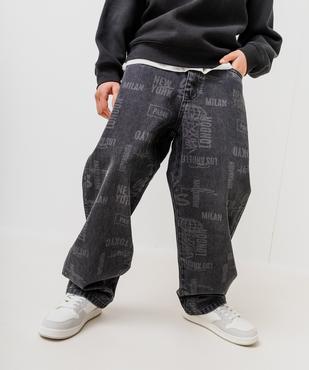 Jean large en denim imprimé délavé garçon vue2 - GEMO 4G GARCON - GEMO