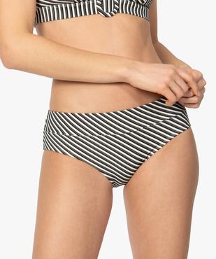 Bas de maillot de bain femme rayé forme shorty vue1 - GEMO (PLAGE) - GEMO