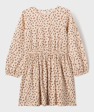 Robe manches longues en maille extensible imprimé fille vue2 - GEMO 4G FILLE - GEMO