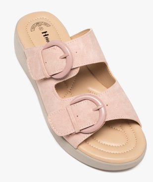 Mules femme confort unies avec brides à boucle en suédine - Hobiz vue5 - HOBIZ - GEMO