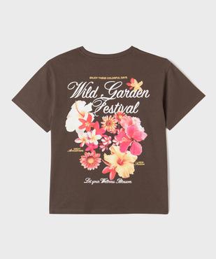 Tee-shirt manches courtes avec motifs fleuris devant et dos fille vue3 - GEMO 4G FILLE - GEMO