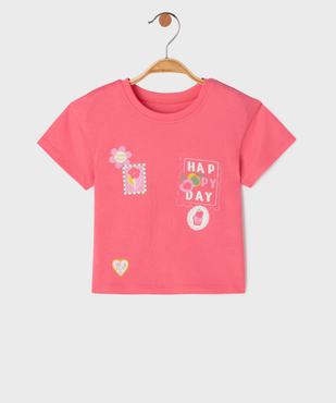 Tee-shirt manches courtes à motifs girly bébé fille vue1 - GEMO(BEBE DEBT) - GEMO