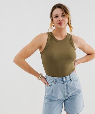 Débardeur en maille côtelée emmanchures américaines femme vue1 - GEMO 4G FEMME - GEMO