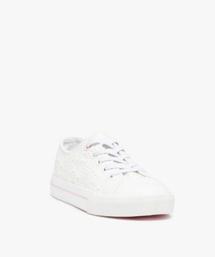 Baskets fille en dentelle anglaise unie et lacets élastiques vue2 - GEMO 4G FILLE - GEMO