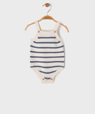 Combinaison rayée en maille bébé garçon vue1 - GEMO(BB COUCHE) - GEMO