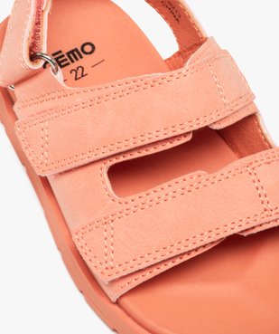 Sandales bébé fille unies avec brides scratch en suédine vue6 - GEMO(BEBE DEBT) - GEMO