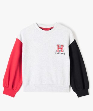 Sweat fille avec manches contrastantes - Harvard vue2 - HARVARD - GEMO