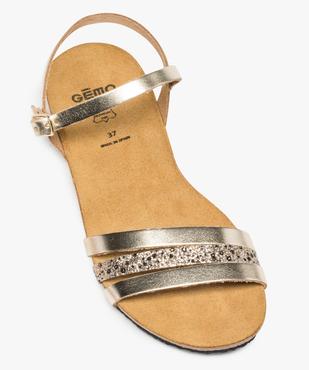 Sandales femme dorées à petit talon compensé vue5 - GEMO (CASUAL) - GEMO