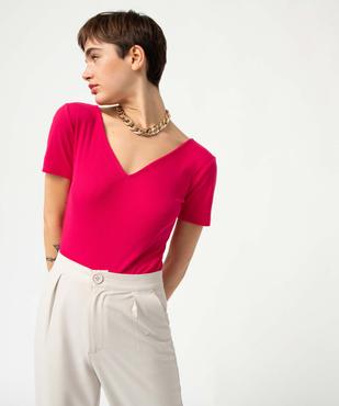 Body femme à manches courtes avec double décolleté vue1 - GEMO(FEMME PAP) - GEMO