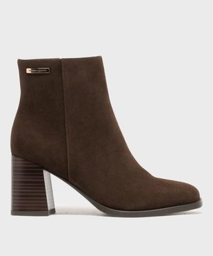Boots à talon haut et bout carré en suédine femme - LuluCastagnette vue1 - LULUCASTAGNETTE - GEMO