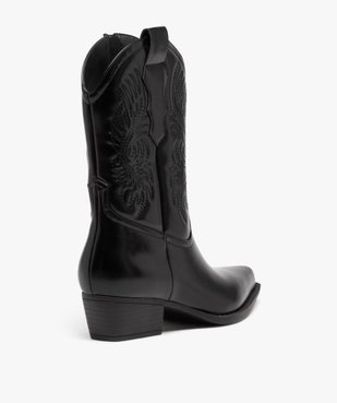 Bottes santiags à bout carré et broderies femme vue4 - GEMO (CASUAL) - GEMO