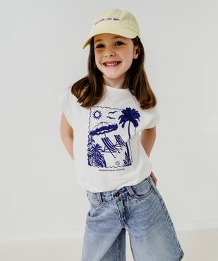 Tee-shirt manches courtes avec motif poitrine et dos fille vue1 - GEMO 4G FILLE - GEMO