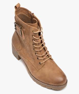 Boots femme à talon carré dessus uni avec motifs végétaux vue6 - GEMO(URBAIN) - GEMO