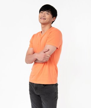 Tee-shirt à manches courtes et col V homme vue1 - GEMO 4G HOMME - GEMO
