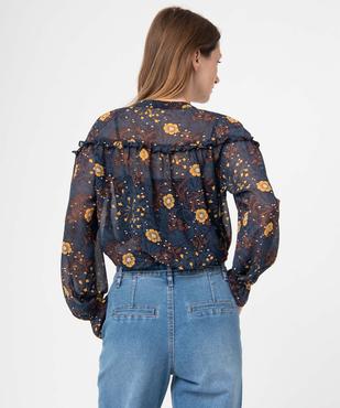 Blouse femme imprimée en voile à manches longues vue3 - GEMO 4G FEMME - GEMO