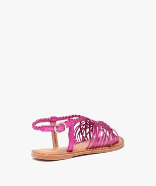 Sandales fille à fines brides tressées en cuir métallisé vue4 - GEMO (ENFANT) - GEMO
