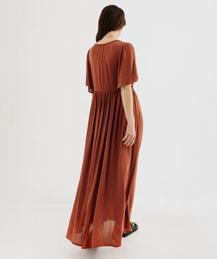 Robe longue à manches courtes amples en viscose femme vue3 - GEMO 4G FEMME - GEMO