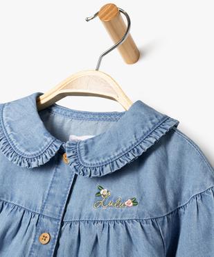 Blouse en toile chambray avec col Claudine bébé fille - LuluCastagnette vue3 - LULUCASTAGNETTE - GEMO