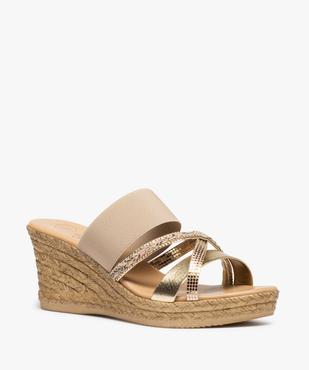 Mules femme compensées à brides brillantes vue2 - GEMO(URBAIN) - GEMO