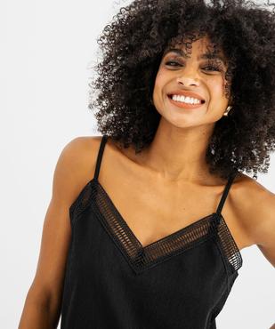 Débardeur à fines bretelles en maille texturée et dentelle femme vue2 - GEMO(FEMME PAP) - GEMO