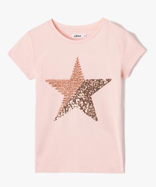 Tee-shirt fille à manches courtes et motif brillant vue1 - GEMO (ENFANT) - GEMO
