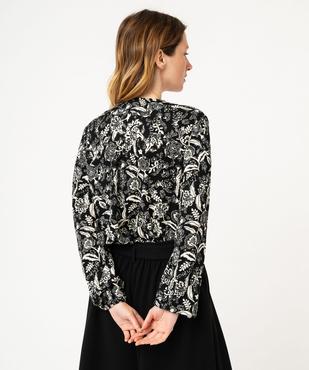 Tee-shirt à manches longues et col V en maille texturée femme vue3 - GEMO 4G FEMME - GEMO
