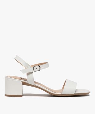 Sandales femme à talon carré dessus brides en cuir uni vue1 - GEMO(URBAIN) - GEMO