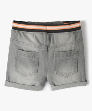 Short bébé garçon en jean avec ceinture rayée - LuluCastagnette vue3 - LULUCASTAGNETTE - GEMO
