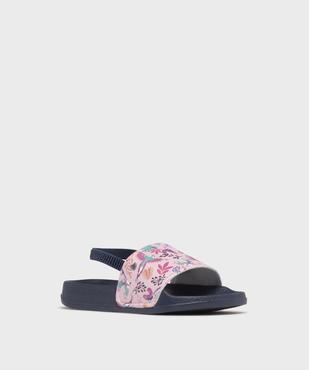 Mules de piscine avec bride cheville élastique et bandeau imprimé fille  vue2 - GEMO (PLAGE) - GEMO