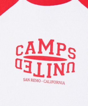 Tee-shirt manches courtes en maille côtelée coupe courte fille - Camps United vue3 - CAMPS - GEMO