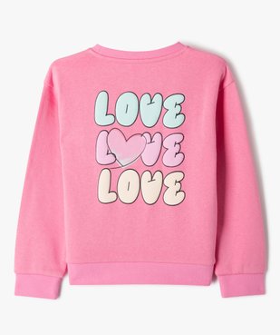 Sweat à col rond à motifs coeurs fille vue3 - GEMO 4G FILLE - GEMO