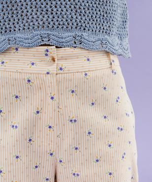 Pantalon large à rayures et motifs fleuris femme vue2 - GEMO(FEMME PAP) - GEMO