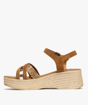 Sandales à brides avec semelle plateforme aspect corde femme - Tanéo vue3 - TANEO - GEMO
