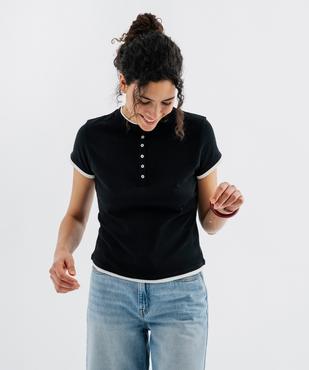 Tee-shirt manches courtes et col rond boutonné femme vue1 - GEMO 4G FEMME - GEMO