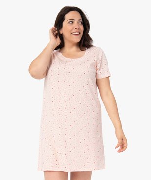 Chemise de nuit à manches courtes avec motifs femme grande taille vue2 - GEMO 4G FEMME - GEMO