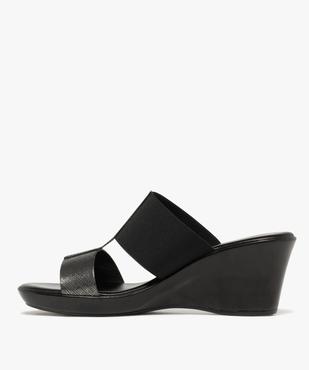 Mules femme compensées à bride élastique et bride fantaisie vue3 - GEMO(URBAIN) - GEMO