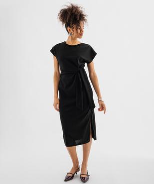 Robe longue nouée femme vue1 - GEMO(FEMME PAP) - GEMO