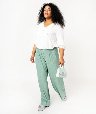 Pantalon large en maille gaufrée femme grande taille vue5 - GEMO (G TAILLE) - GEMO