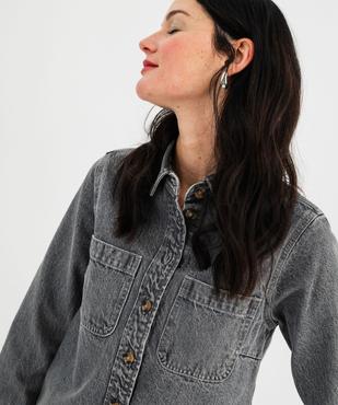 Chemise en jean en denim délavé et épais femme vue2 - GEMO 4G FEMME - GEMO