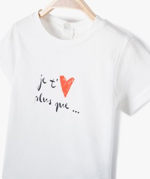 Tee-shirt bébé à manches courtes avec inscription vue2 - GEMO(BEBE DEBT) - GEMO
