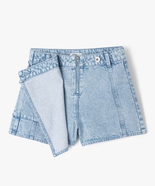 Jupe-short en jean avec poche à rabat fille vue2 - GEMO 4G FILLE - GEMO
