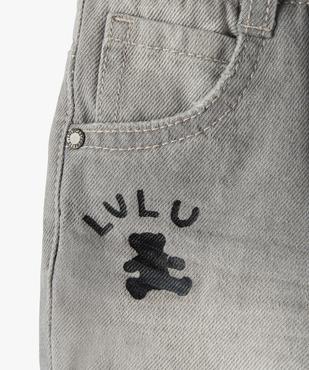 Short bébé garçon en jean avec ceinture rayée - LuluCastagnette vue2 - LULUCASTAGNETTE - GEMO