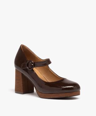 Escarpin verni à plateforme avec bride femme vue2 - GEMO(URBAIN) - GEMO