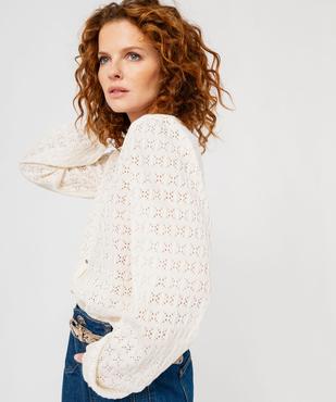 Tee-shirt à manches longues en maille ajourée femme vue2 - GEMO(FEMME PAP) - GEMO