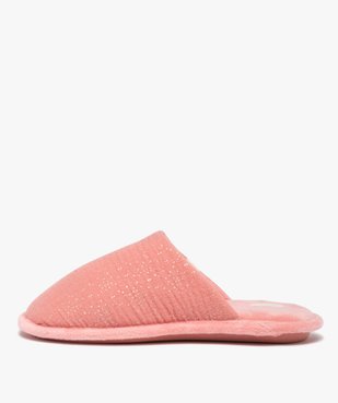 Chaussons femme mules avec dessus en gaze pailletée – Dim vue3 - DIM - GEMO
