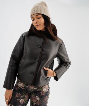 Blouson réversible cuir imitation ou fourrure imitation femme vue2 - GEMO(FEMME PAP) - GEMO