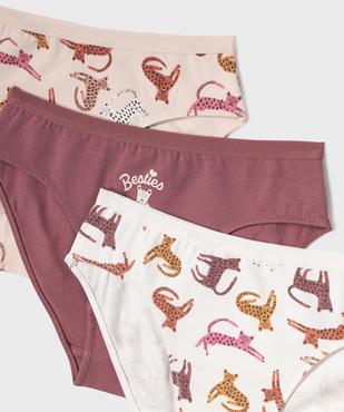 Culottes en coton biologique à motifs félins fille (lot de 3) vue2 - GEMO 4G FILLE - GEMO