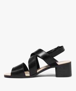 Sandales femme unies à talon et brides en cuir vue3 - GEMO 4G FEMME - GEMO